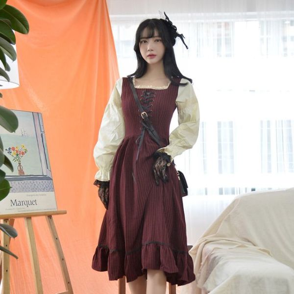 무드레드 경성의복 개화기 의상휴양지 프릴 레이스 여자 바캉스