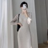 G125887 머메이드 롱니트원피스 밑단프릴