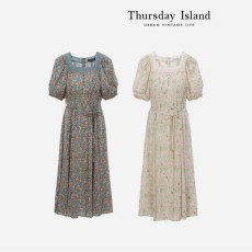 최초가-279000원Thursday Island 배색 레이스 플로럴 원피스T234MOP247W